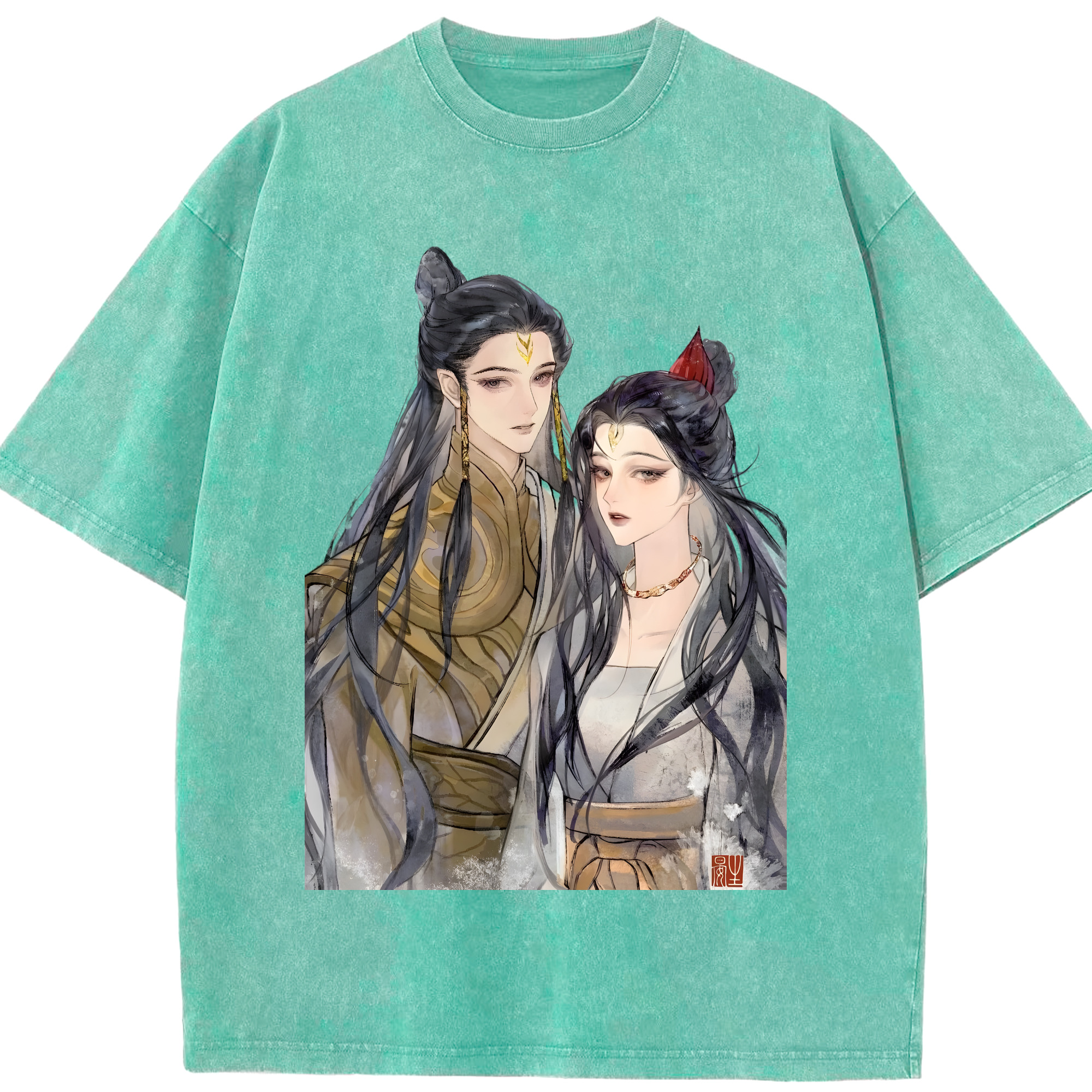 （画像用） Ne Zha 2 ナタ 魔童の大暴れ 綿100% ヴィンテージ風 半袖Tシャツ（フロントプリント）